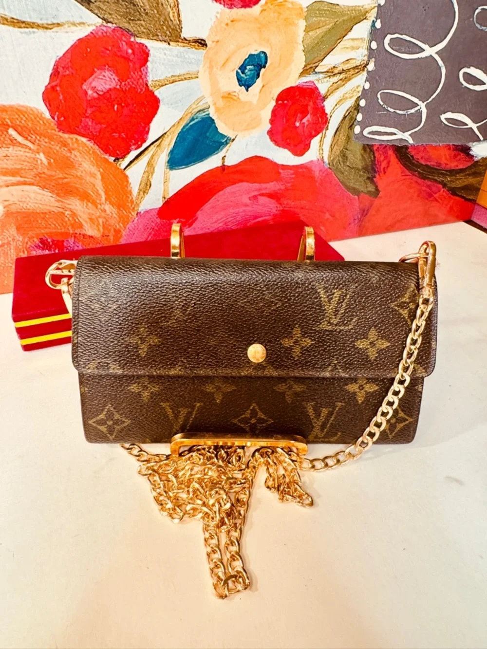 Louis Vuitton Monogram Sarah Long bifold Chain Wallet. - Picture 4 of 13